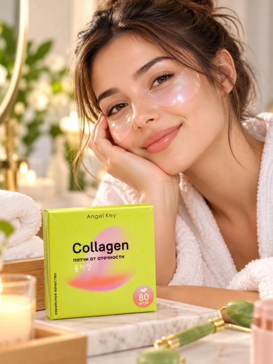Гидрогелевые патчи для глаз Angel Key Collagen, с коллагеном