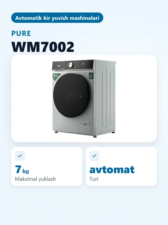 Kir yuvish mashinasi avtomat ART-WM7002 Pure