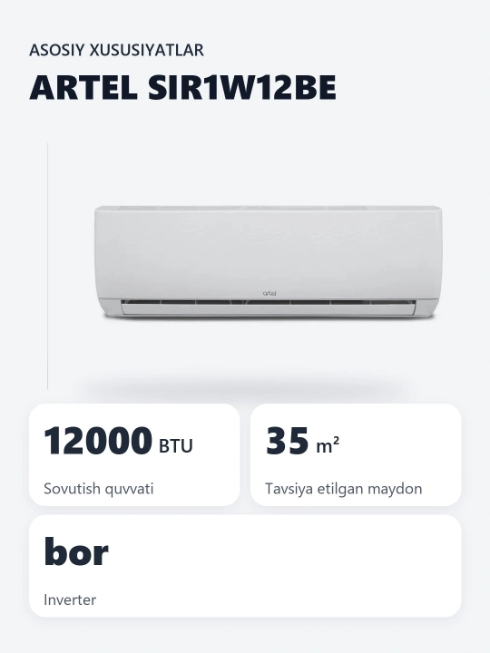 Artel Shahrisabz-S Inverter SIR1W12BE konditsioneri