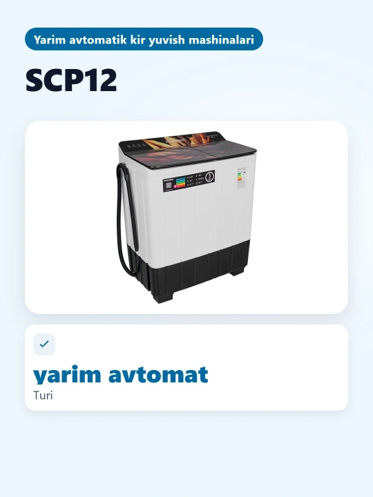 Yarim avtomatik kir yuvish mashinasi PRMWM07-SCP12
