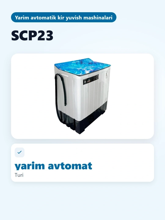 Yarim avtomatik kir yuvish mashinasi PRMWM07-SCP23