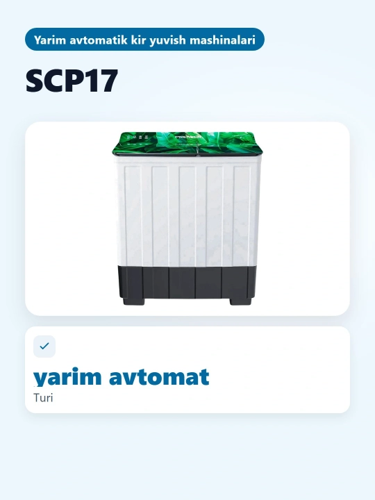 Yarim avtomatik kir yuvish mashinasi PRMWM07-SCP17