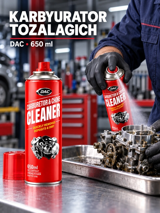 DAC karbyurator tozalagichi, kir va qoldiqlarni tozalash uchun aerozol, 650 ml