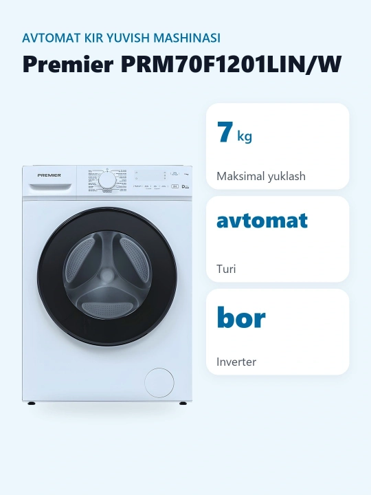 Avtomat kir yuvish mashinasi Premier PRM70F1201LIN/W
