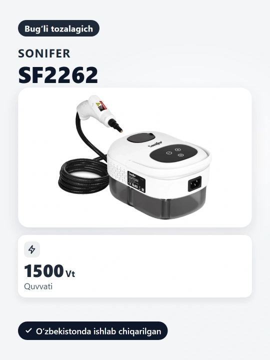 Bug‘li tozalagich Sonifer SF-2262, 1500 Vt, 1000 ml