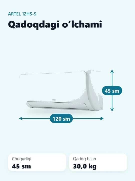 Konditsioner Artel Shahrisabz 12HS-S Inverter 130V Wi-Fi