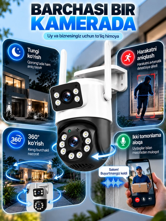 Камера видеонаблюдения, умная Wi-Fi камера, камера 360 Full HD