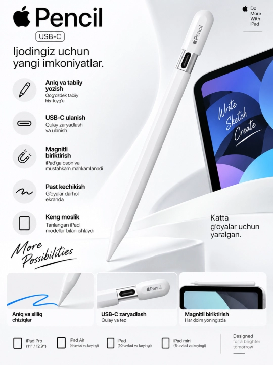 Apple Pencil USB-C стилус - 
