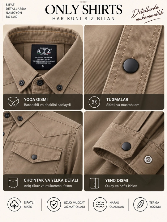 ONLY SHIRTS Kuzgi erkaklar ko‘ylagi, uzun yengli ko‘ylak