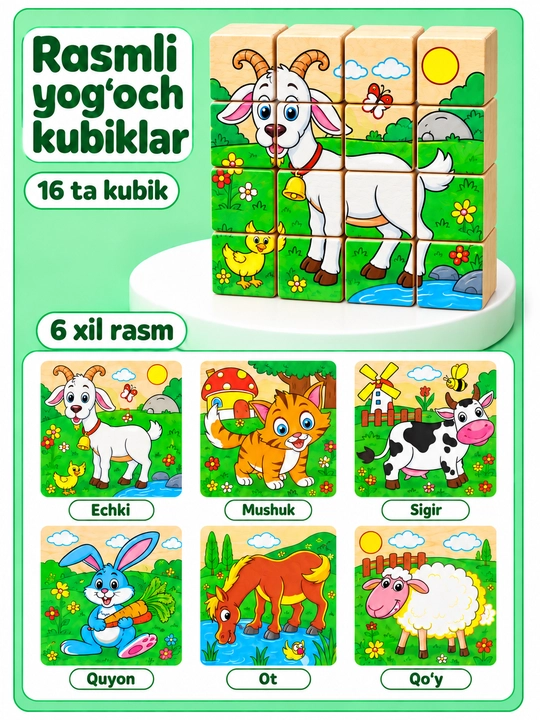 Rivojlantiruvchi o‘yinchoq, bolalar uchun o‘yinchoq - yog‘och boshqotirma, montessori - 