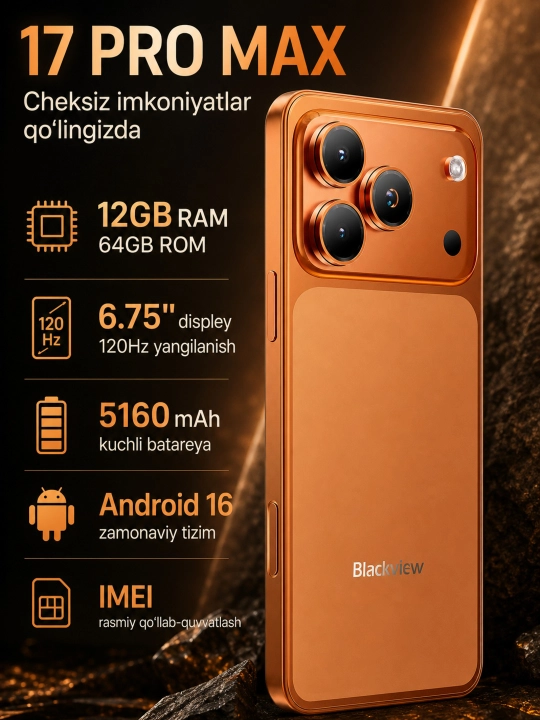 Смартфон 17 Pro Max Wave 7C, 16GB Ram 64GB Rom, 32 Мп, 5000 мАч, Android 16