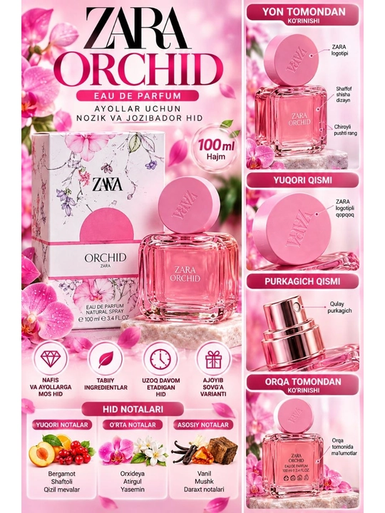 Zara Orchid Eau De Toilette ayollar atiri, 90 ml