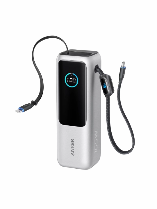 Anker Power Bank 25K 165W o‘rnatilgan va tortiladigan kabellar bilan