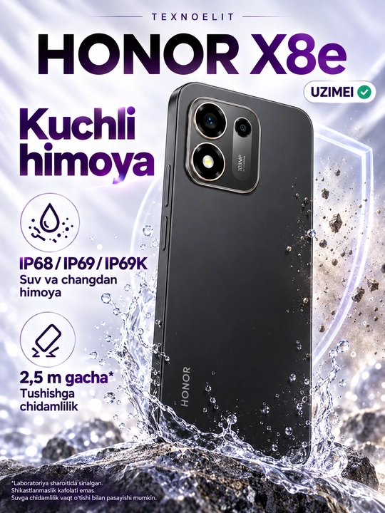 Смартфон HONOR X8e 6/256 ГБ, камера 108 МП, 7700 мА·ч, экран 120 Гц