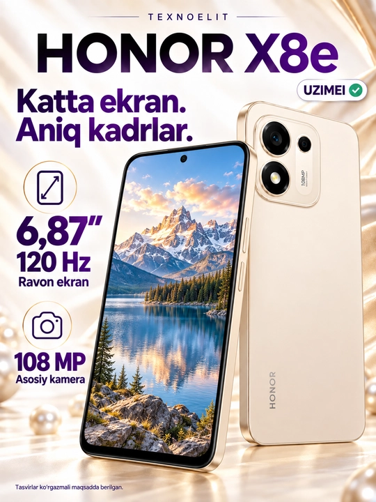 Смартфон HONOR X8e 6/256 ГБ, камера 108 МП, 7700 мА·ч, экран 120 Гц
