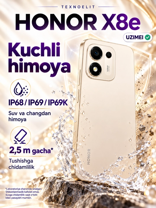 Смартфон HONOR X8e 6/256 ГБ, камера 108 МП, 7700 мА·ч, экран 120 Гц