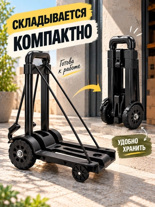 Yuk aravachasi, yig‘iladigan g‘ildirakli qo‘l aravasi, 50 kg gacha, 40×20 sm