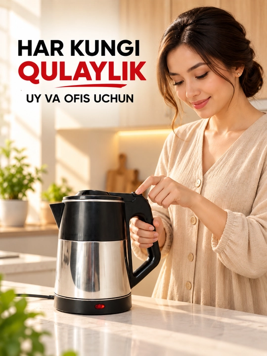 Elektr choynak 2,5 litr, 304 zanglamas po‘lat, 360° aylanuvchi baza, 1800W