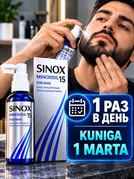 Sinox-лосьон для роста волос и бороды, для мужчин и женщин, 60 мл
