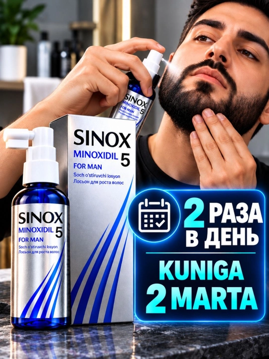 Sinox-лосьон для роста волос и бороды, для мужчин и женщин, 60 мл