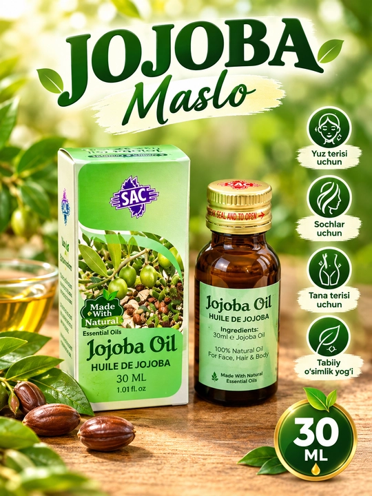 Масло жожоба это натуральное масло для лица волос и тела, 30 мл, HerboGate Jojoba Oil