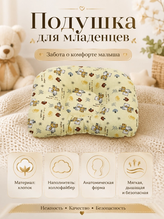 Детская подушка, для новорожденных, ортопедическая подушка, для младенцев, жесткая