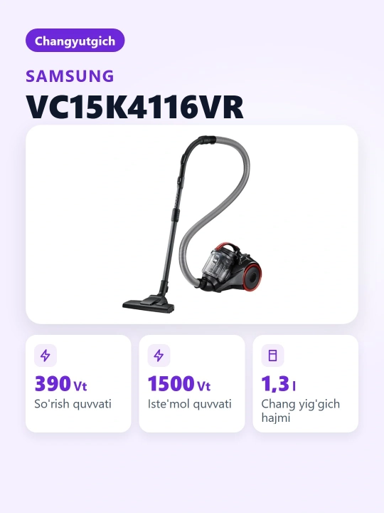 Пылесос Samsung VC15K4116VR/EV