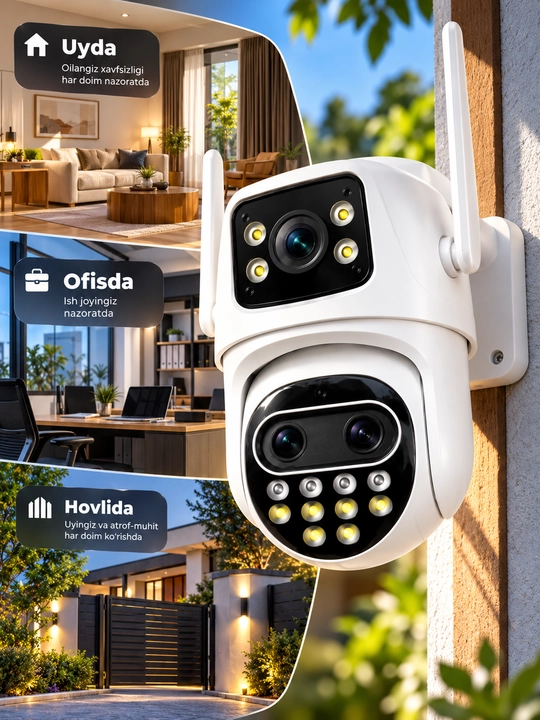 Aqlli Wi-Fi kamera, PTZ kuzatuv kamerasi tashqi kamera Full HD 360 darajali kamera