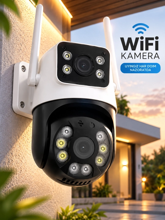 Aqlli Wi-Fi kamera, PTZ kuzatuv kamerasi tashqi kamera Full HD 360 darajali kamera - 