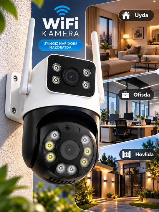 Aqlli Wi-Fi kamera, PTZ kuzatuv kamerasi tashqi kamera Full HD 360 darajali kamera