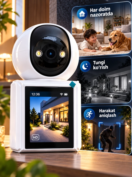 Aqlli Wi-Fi kamera, PTZ kuzatuv kamerasi tashqi kamera Full HD 360 darajali kamera