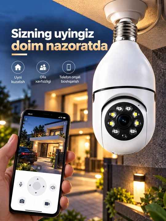 Aqlli Wi-Fi kamera, PTZ kuzatuv kamerasi tashqi kamera Full HD 360 darajali kamera