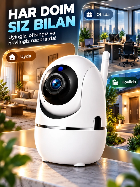 Aqlli Wi-Fi kamera, PTZ kuzatuv kamerasi tashqi kamera Full HD 360 darajali kamera