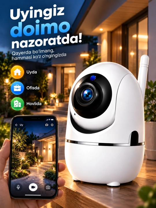 Aqlli Wi-Fi kamera, PTZ kuzatuv kamerasi tashqi kamera Full HD 360 darajali kamera