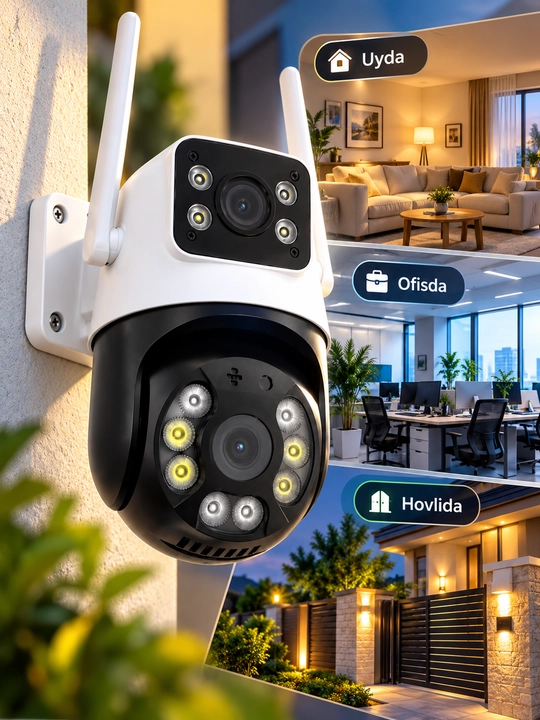 Aqlli Wi-Fi kamera, PTZ kuzatuv kamerasi tashqi kamera Full HD 360 darajali kamera