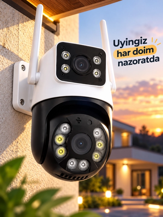 Aqlli Wi-Fi kamera, PTZ kuzatuv kamerasi tashqi kamera Full HD 360 darajali kamera - 
