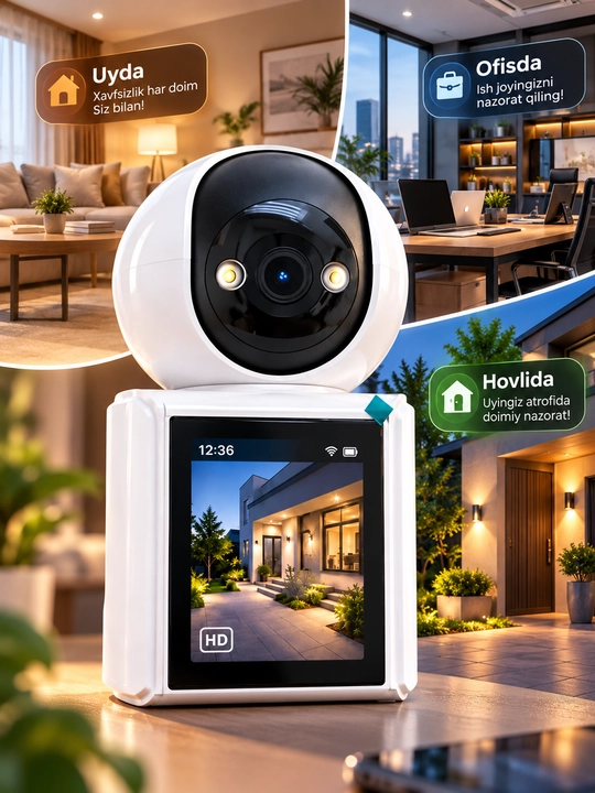 Aqlli Wi-Fi kamera, PTZ kuzatuv kamerasi tashqi kamera Full HD 360 darajali kamera