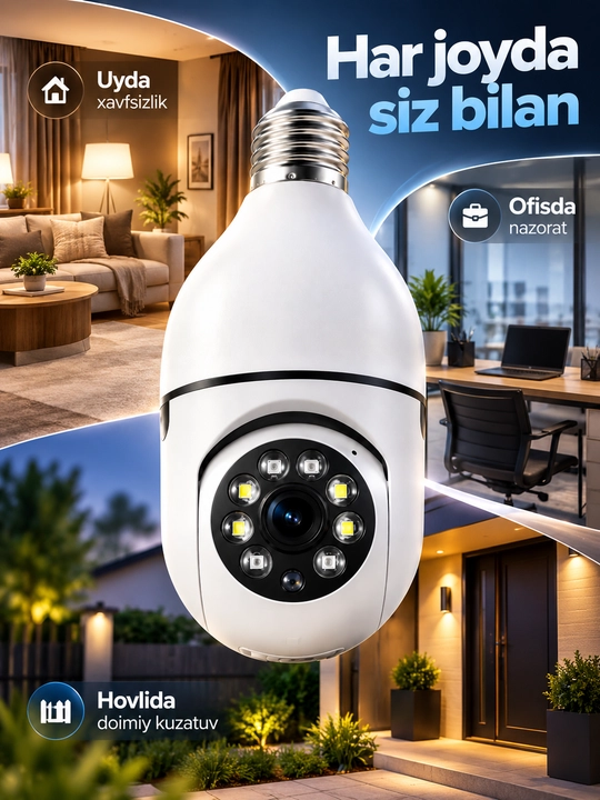 Aqlli Wi-Fi kamera, PTZ kuzatuv kamerasi tashqi kamera Full HD 360 darajali kamera