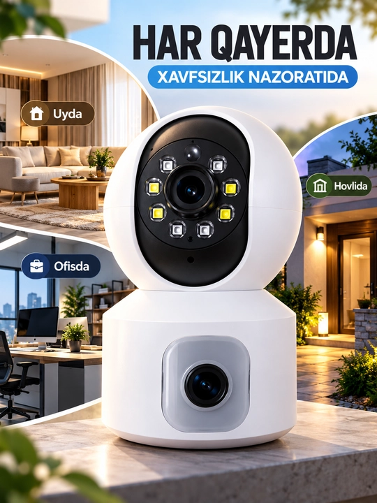 Aqlli Wi-Fi kamera, PTZ kuzatuv kamerasi tashqi kamera Full HD 360 darajali kamera