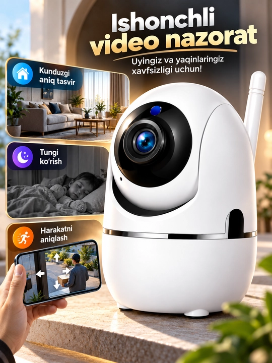 Aqlli Wi-Fi kamera, PTZ kuzatuv kamerasi tashqi kamera Full HD 360 darajali kamera
