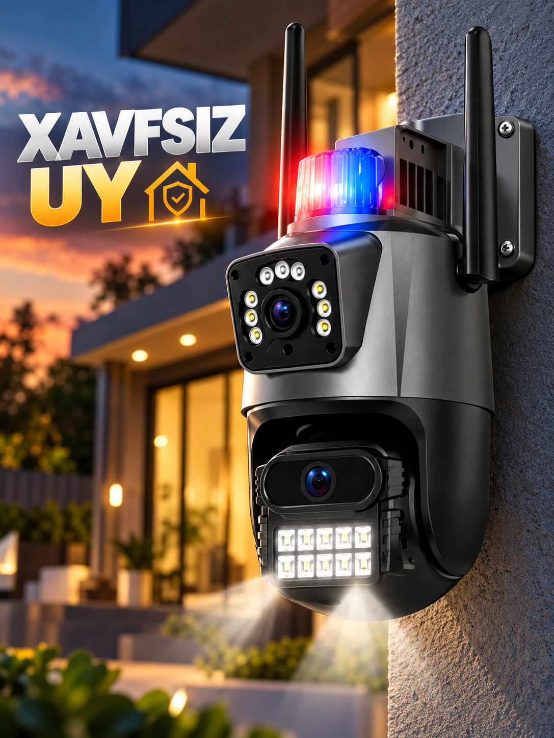 Aqlli Wi-Fi kamera, PTZ kuzatuv kamerasi tashqi kamera Full HD 360 darajali kamera - 