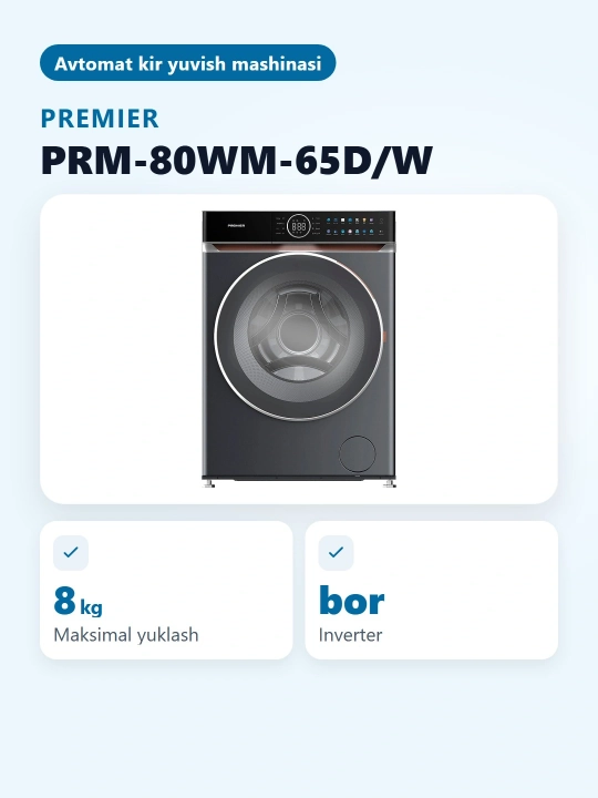 Стиральная машинa PRM-80WM-58DD/DG