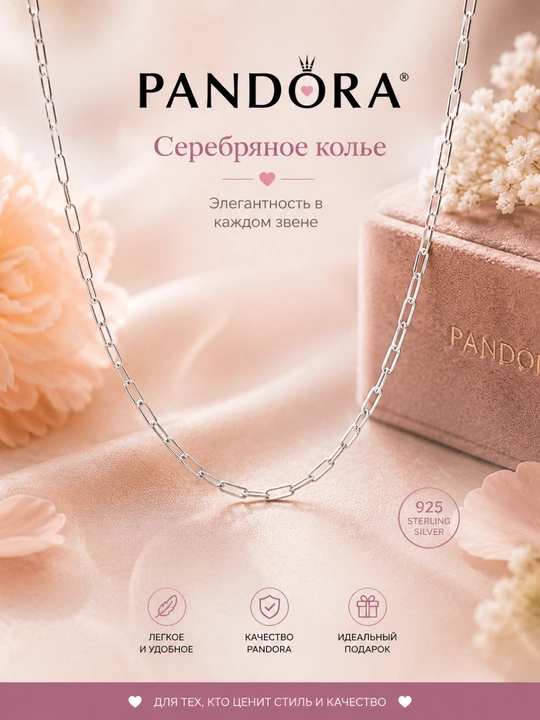 Серебряное колье PANDORA, 393416C00-70 - 