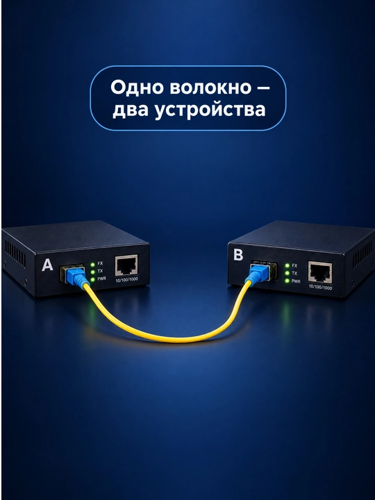 Media konverter 1GB (A-B to'plami), optik SC port, 20 km