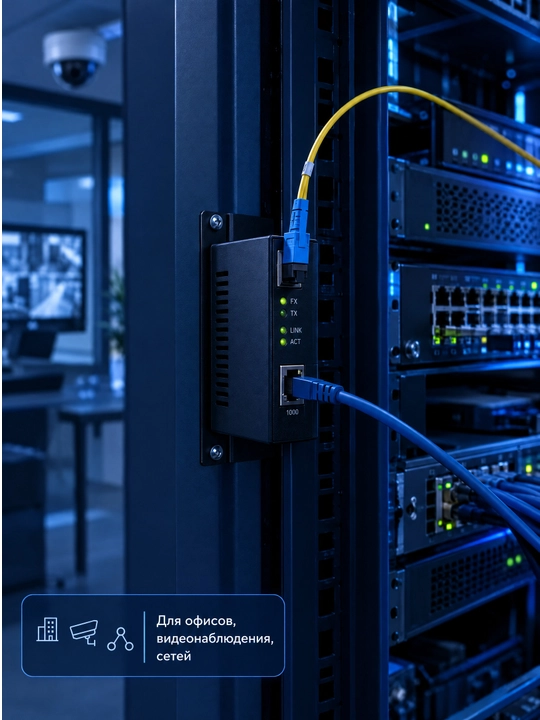 Media konverter 1GB (A-B to'plami), optik SC port, 20 km