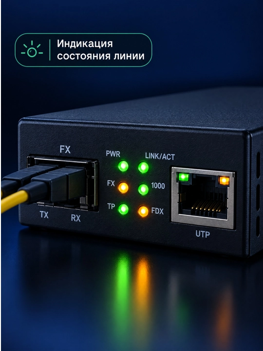 Media konverter 1GB (A-B to'plami), optik SC port, 20 km