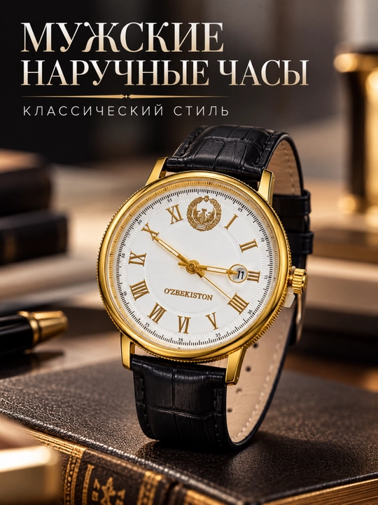 Мужские наручные часы, классический дизайн, с датой - 