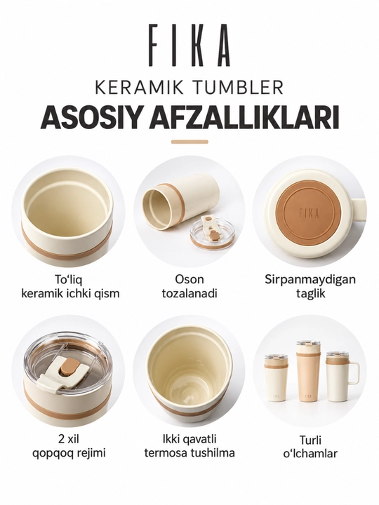 Termos stakan, FIKA termokrujka, 355-591 ml termos, termo krujka, zanglamayidgan metall