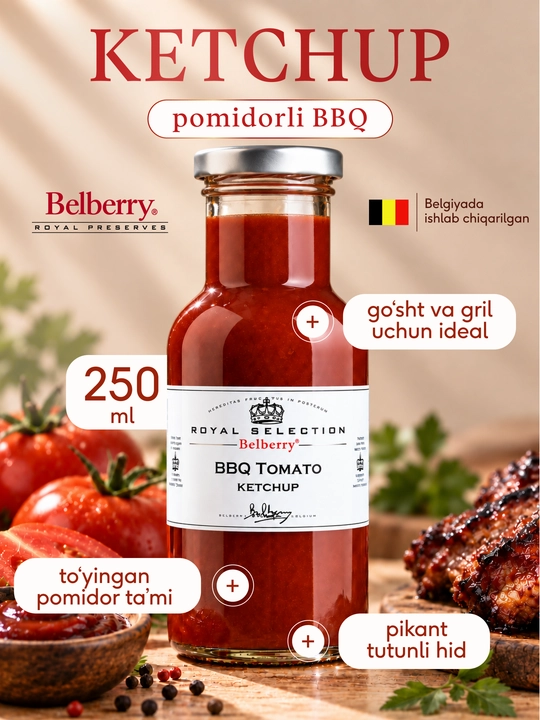Кетчуп Belberry BBQ томатный 250 мл бельгийский