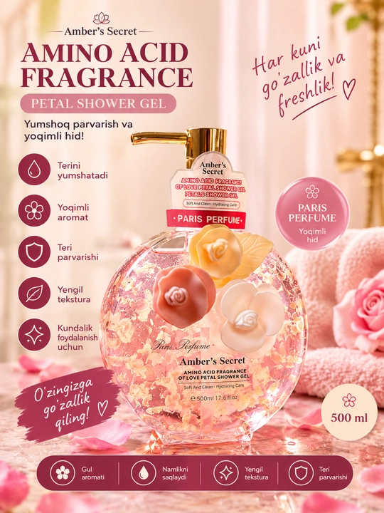 Anber’s Secret Amino Acid Fragrance dush geli, 500 ml - 